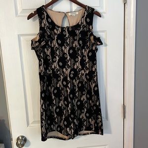 Black and tan dressy romper from Francesca’s